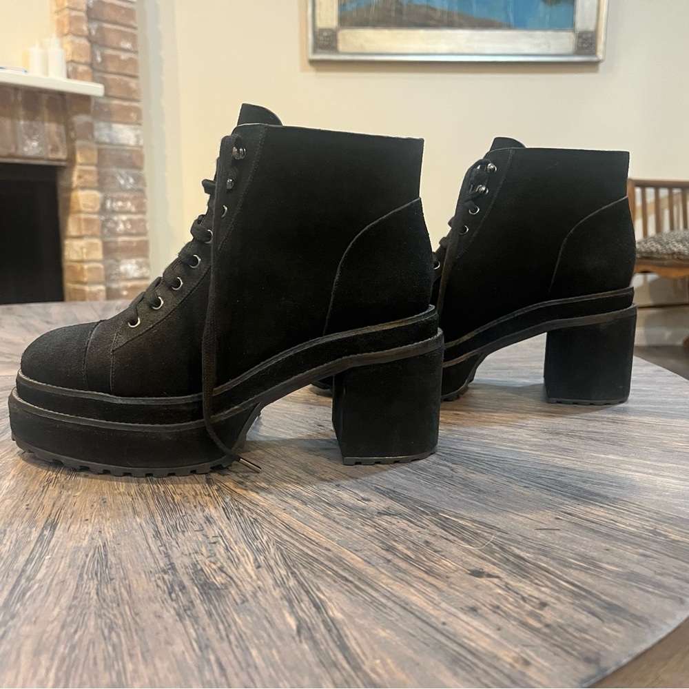 CULT GAIA Bratz Black Suede Platform Lace-Up Boots – Size 38 (US 7–8) - Picture 2 of 16